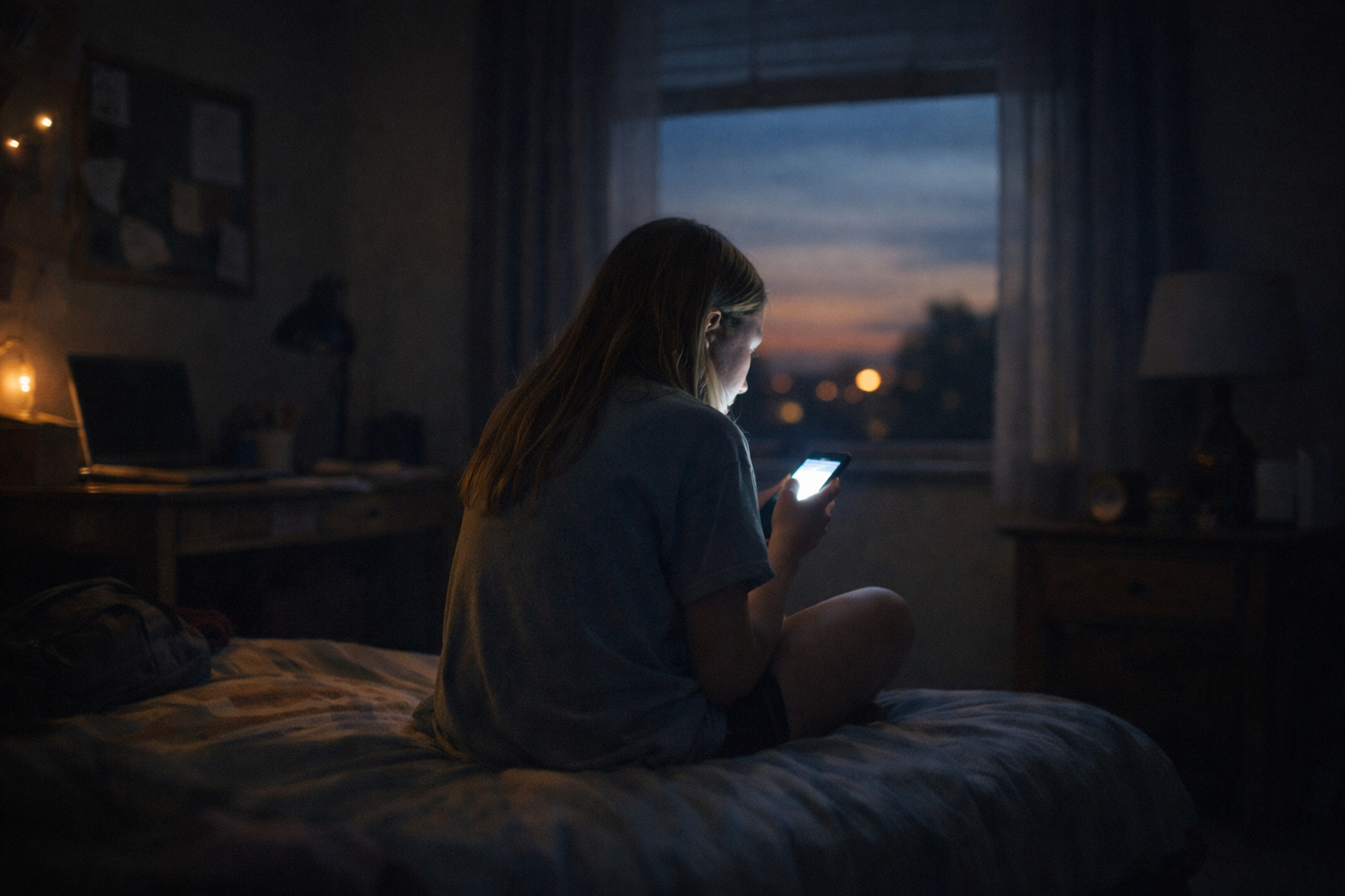 映画『エイス・グレード 世界でいちばんクールな私へ』をイメージした静かな夜の雰囲気画像